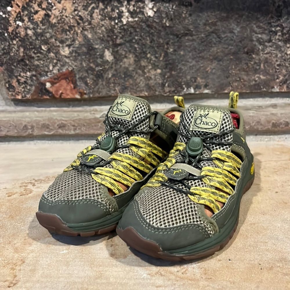 Chaco Outcross 2 Avocado Green and Yellow Outdoor Sandals